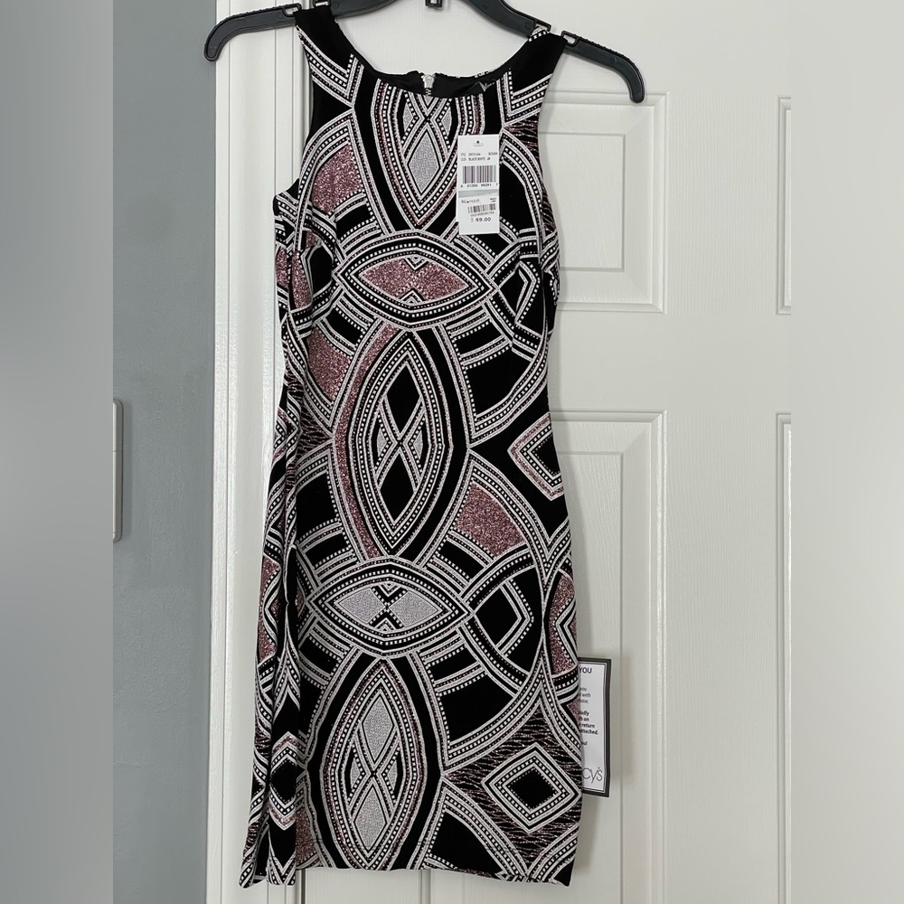 Black/white/pink glitter dress